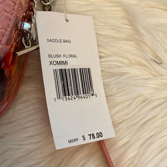 NWT Betsey Johnson Dark Blush Snake Embossed Floral Saddle Bag | Crossbody Bag - Picture 8 of 17